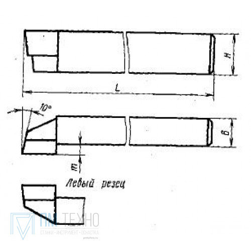 Проходной отогнутый резец эскиз